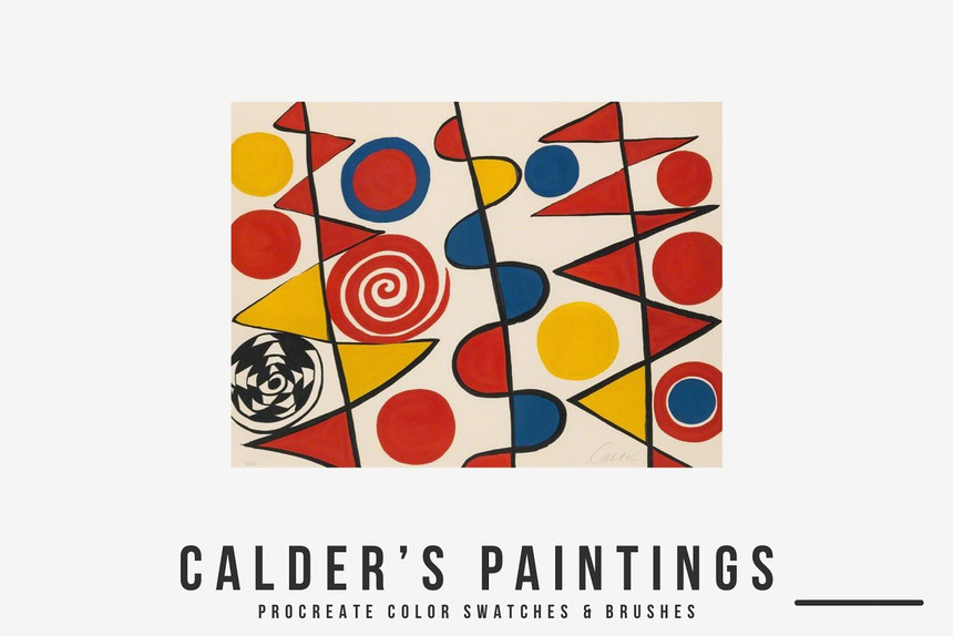 Procreate笔刷-水粉水彩油画线条考尔德（Calder）艺术创作笔刷和色卡素材 笔刷资源 第7张