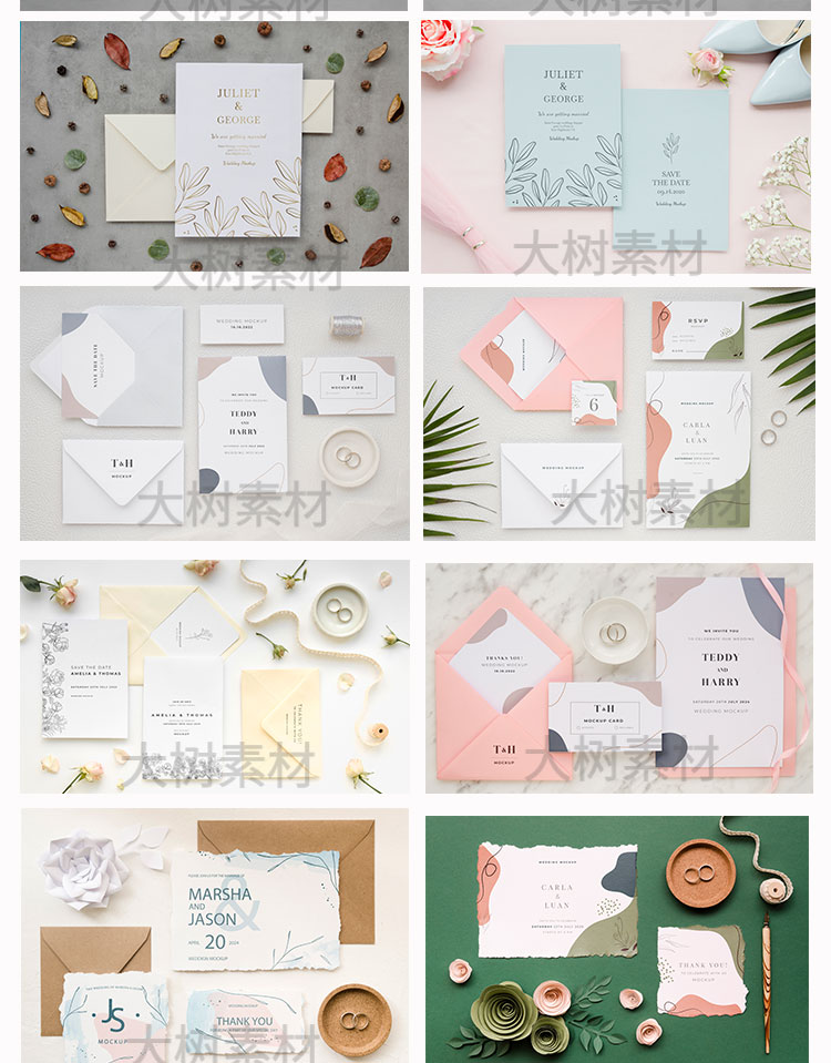 信函卡片贺卡婚礼花朵女性智能贴图VI样机提案PSD设计模板素材 图片素材 第3张