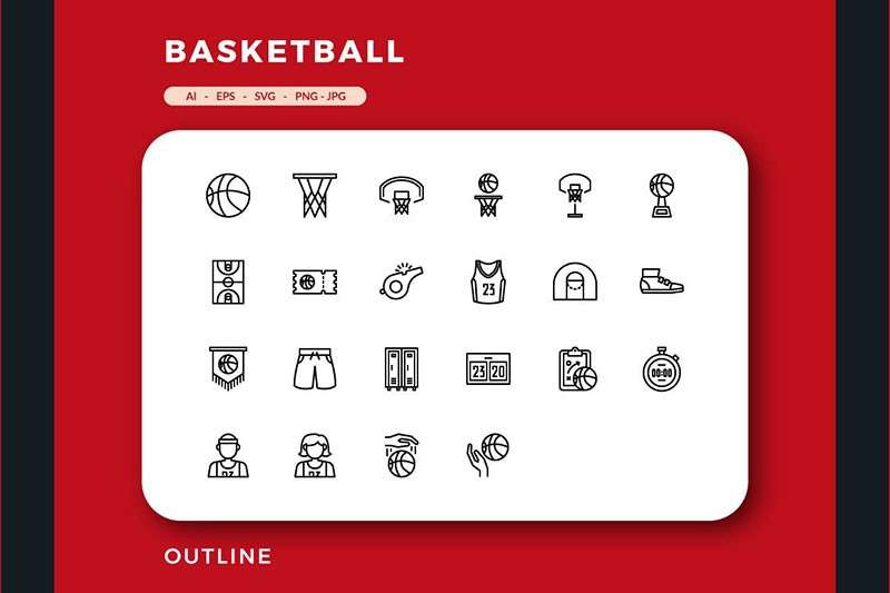 88枚篮球主题矢量图标，AI PNG格式 图标素材 第3张