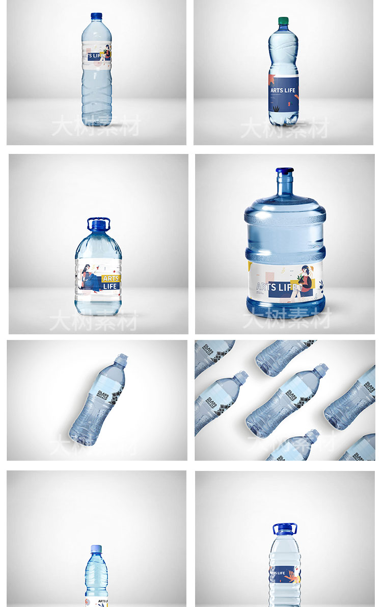 矿泉水纯净水饮料塑料瓶桶装水效果图贴图vi样机psd设计素材模板 图片素材 第3张