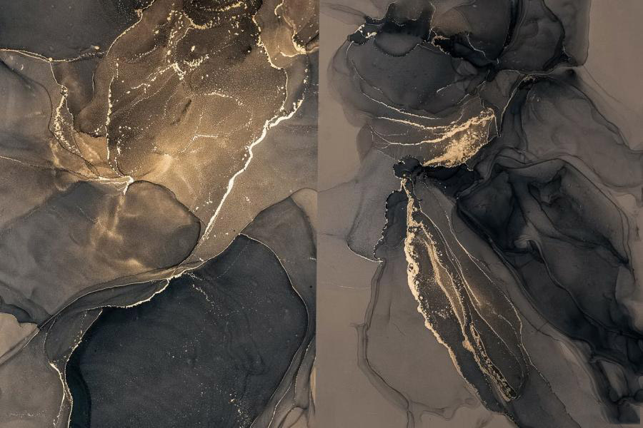 背景素材-抽象液态流动金色岩石大理石墨水纹理背景图片素材 图片素材 第13张