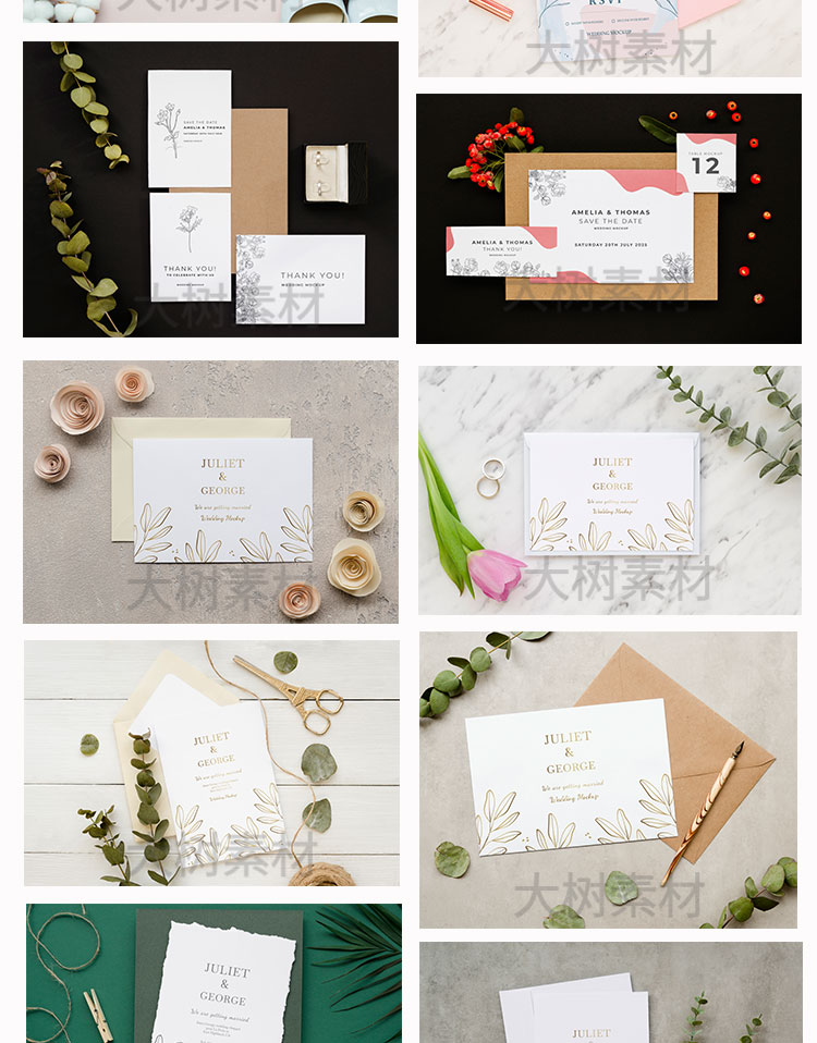 信函卡片贺卡婚礼花朵女性智能贴图VI样机提案PSD设计模板素材 图片素材 第5张