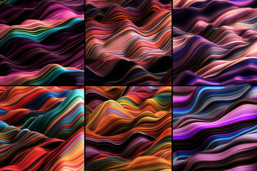 背景素材-3D抽象彩色波浪线条纹理背景图片素材 图片素材 第10张