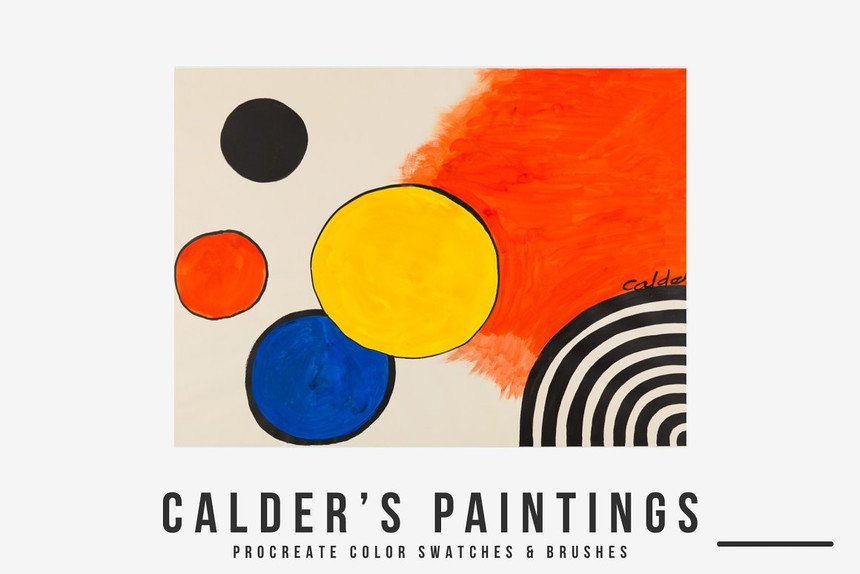 Procreate笔刷-水粉水彩油画线条考尔德（Calder）艺术创作笔刷和色卡素材 笔刷资源 第5张