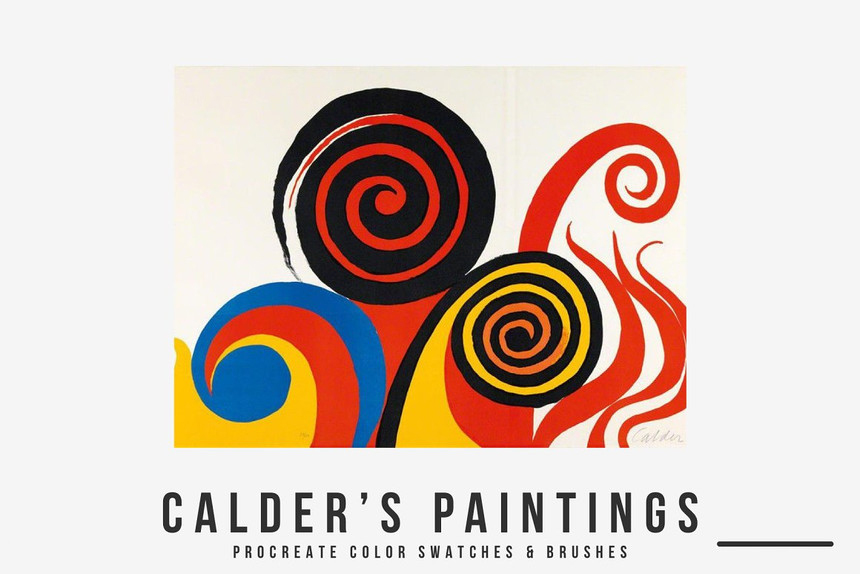 Procreate笔刷-水粉水彩油画线条考尔德（Calder）艺术创作笔刷和色卡素材 笔刷资源 第6张