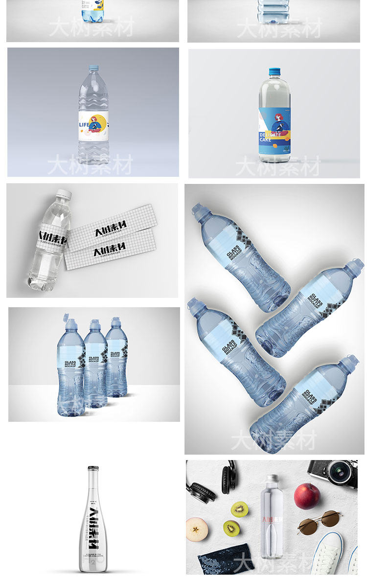 矿泉水纯净水饮料塑料瓶桶装水效果图贴图vi样机psd设计素材模板 图片素材 第4张