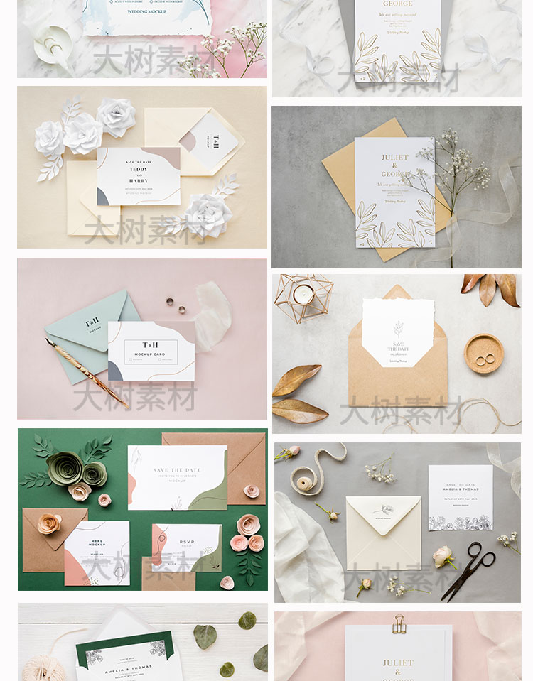 信函卡片贺卡婚礼花朵女性智能贴图VI样机提案PSD设计模板素材 图片素材 第7张