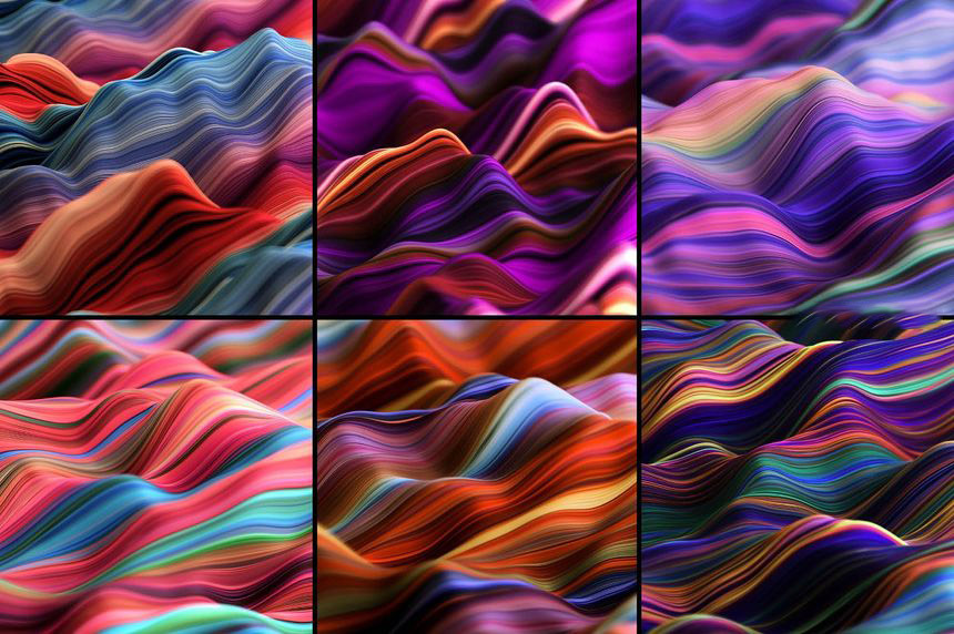 背景素材-3D抽象彩色波浪线条纹理背景图片素材 图片素材 第9张
