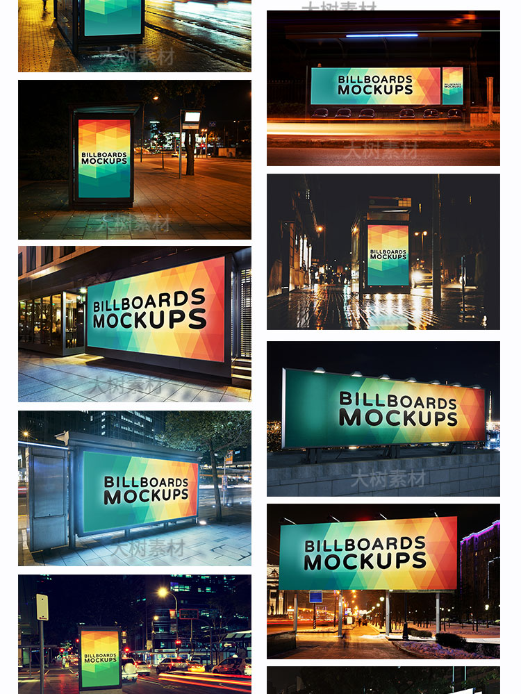 街头户外灯箱广告牌海报智能贴图样机场景VI展示效果PSD设计素材 图片素材 第10张