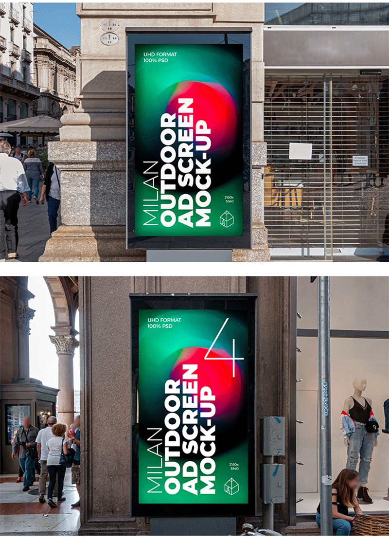国外城市户外车站灯箱广告牌展示效果PSD分层样机模板 图片素材 第11张