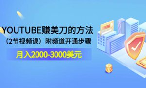 YOUTUBE赚美刀的方法：月入2000-3000美元（2节视频课）附频道开通步骤
