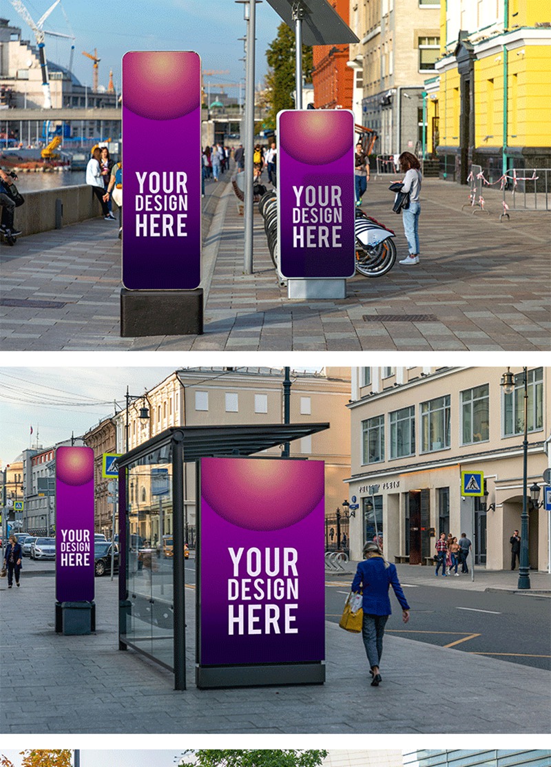 国外城市户外车站灯箱广告牌展示效果PSD分层样机模板 图片素材 第5张