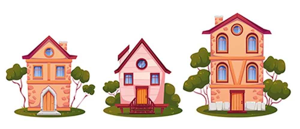 7款童话精灵小矮人房屋和中世纪街道房屋插图矢量素材 图片素材 第2张