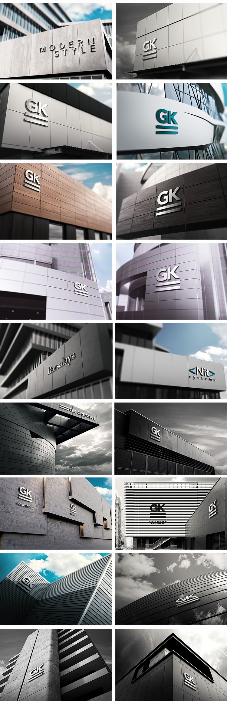 高端大气企业楼面3D立体logo标志智能贴图样机模板设计素材 样机素材 第3张