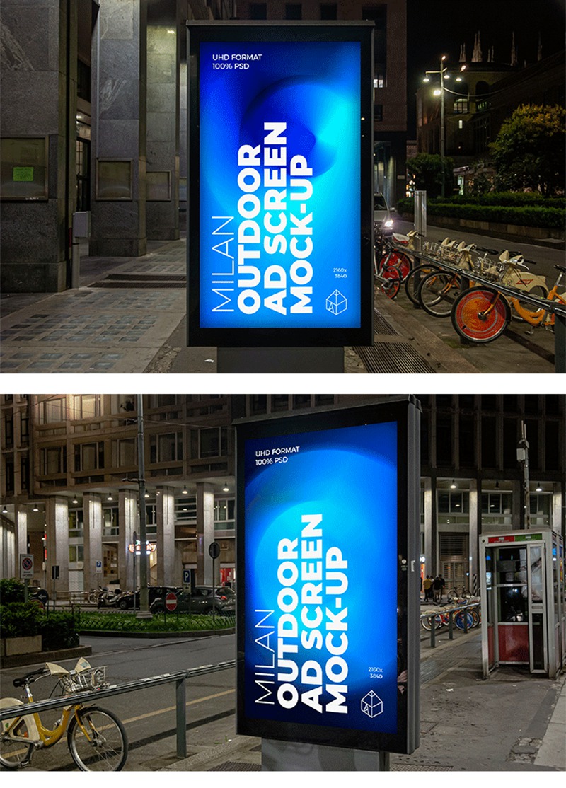 国外城市户外车站灯箱广告牌展示效果PSD分层样机模板 图片素材 第10张