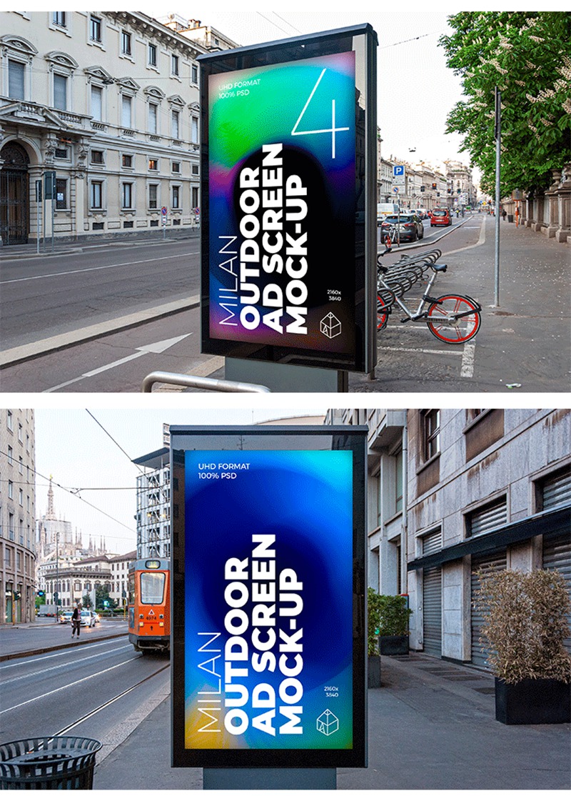 国外城市户外车站灯箱广告牌展示效果PSD分层样机模板 图片素材 第12张