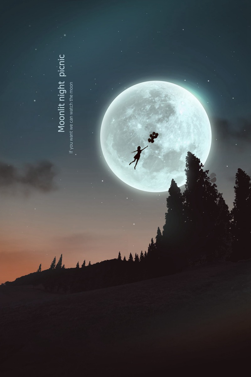 中秋节赏月月亮中国传统节日海报PSD模板 图片素材 第6张