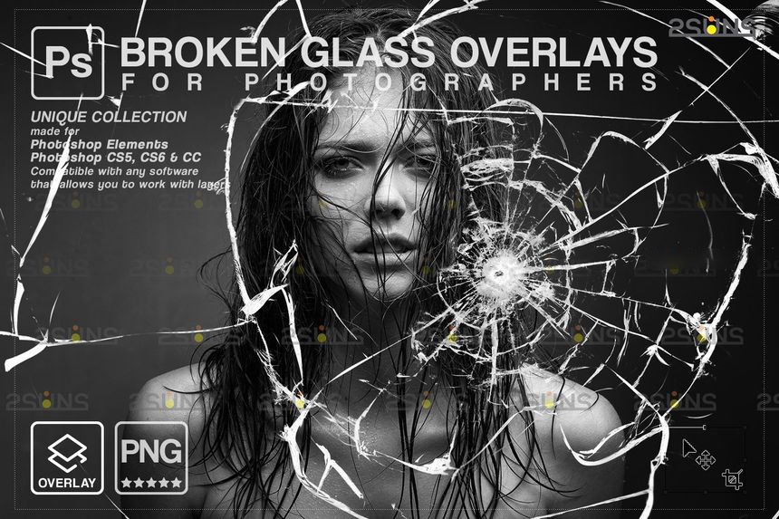 背景素材-破碎玻璃效果的PNG透明背景叠加图片素材 图片素材 第1张