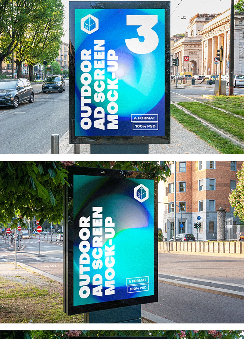 国外城市户外车站灯箱广告牌展示效果PSD分层样机模板 图片素材 第7张