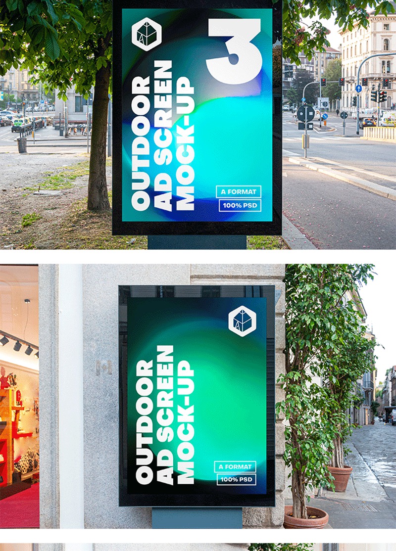 国外城市户外车站灯箱广告牌展示效果PSD分层样机模板 图片素材 第8张