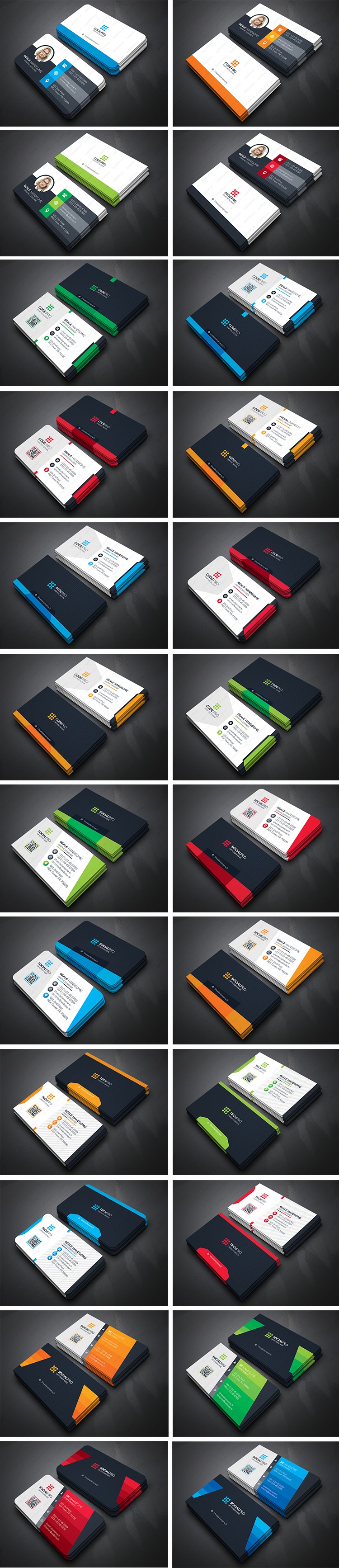 高端简洁大气商用企业名片模版四种配色PSD分层设计素材 图片素材 第2张
