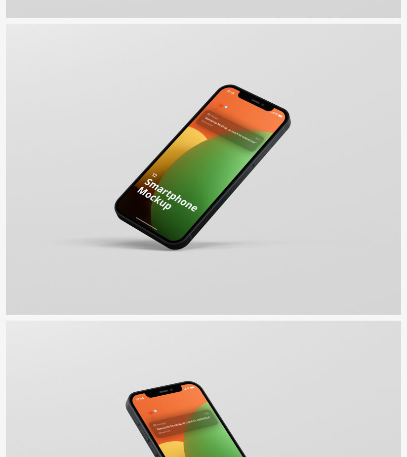 iPhone12手机APP效果图多角度屏幕UI展示PSD智能贴图样机素材模板 图片素材 第14张