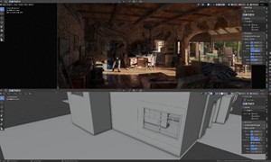 Blender游戏场景室内环境材质渲染教程【画质高清】