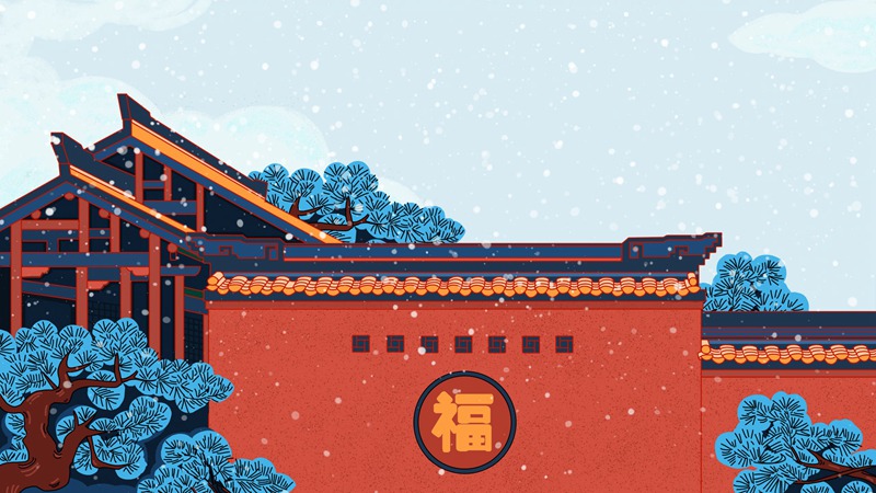 中国风中式古典国潮手绘风景古建筑鱼龙海报插画PSD模板 图片素材 第9张
