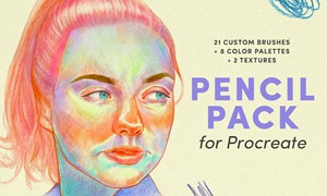 Procreate笔刷-彩色铅笔线条笔刷素材下载