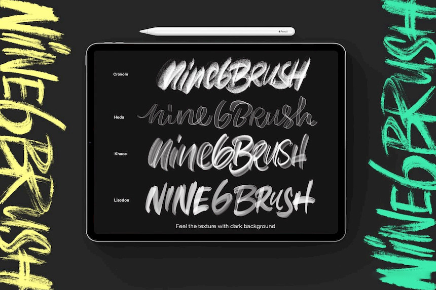 Procreate笔刷-艺术字体画笔笔刷素材资源Nine6brush v2 笔刷资源 第4张