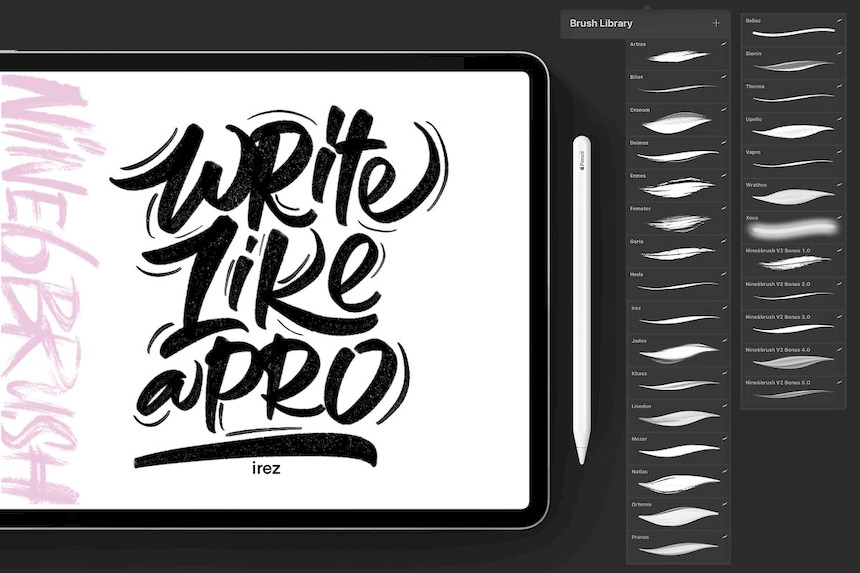 Procreate笔刷-艺术字体画笔笔刷素材资源Nine6brush v2 笔刷资源 第6张