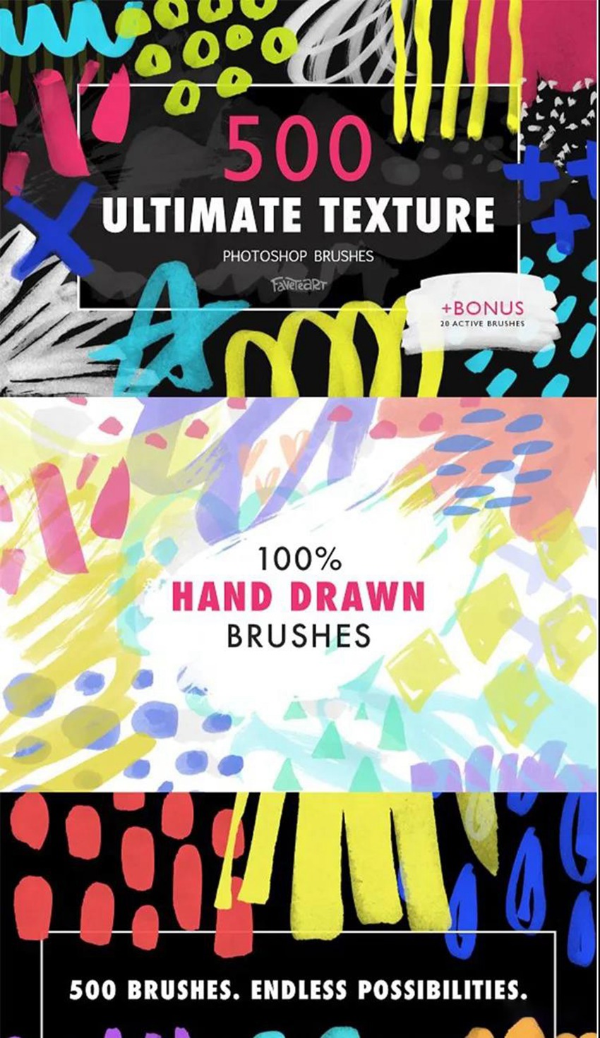 500款高清PS笔触插画手绘笔刷合集 笔刷资源 第2张