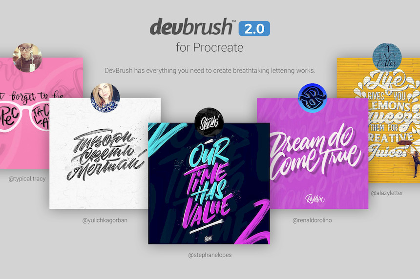 Procreate笔刷-DevBrush2.0手写艺术字体笔刷素材 Procreate资源 第1张
