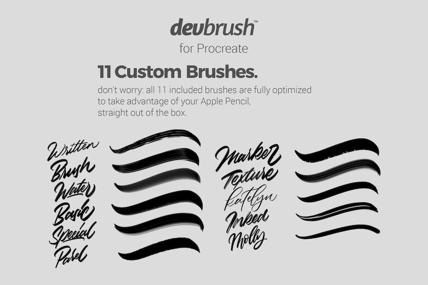 Procreate笔刷-DevBrush1.0手写艺术字体笔刷素材下载 笔刷资源 第4张