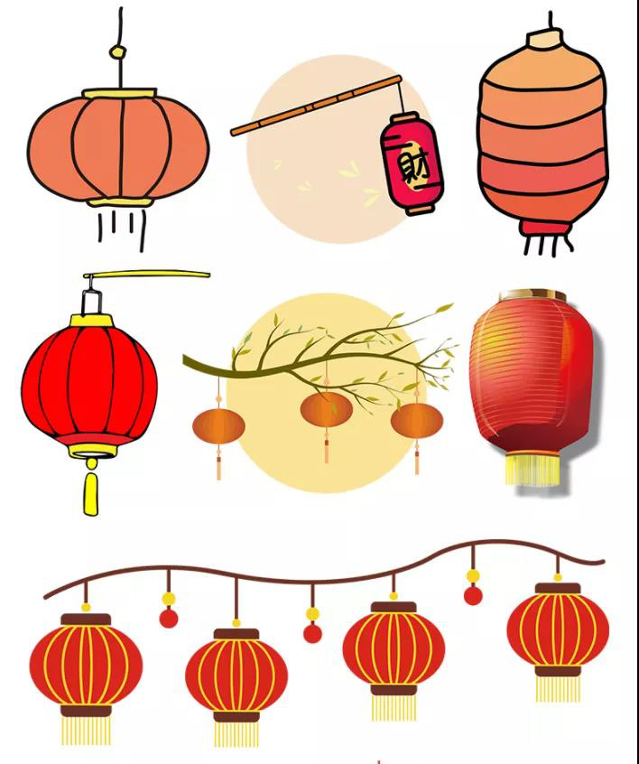 春节PS中国风手绘卡通元素传统复古红灯笼装饰PNG免扣素材 图片素材 第6张