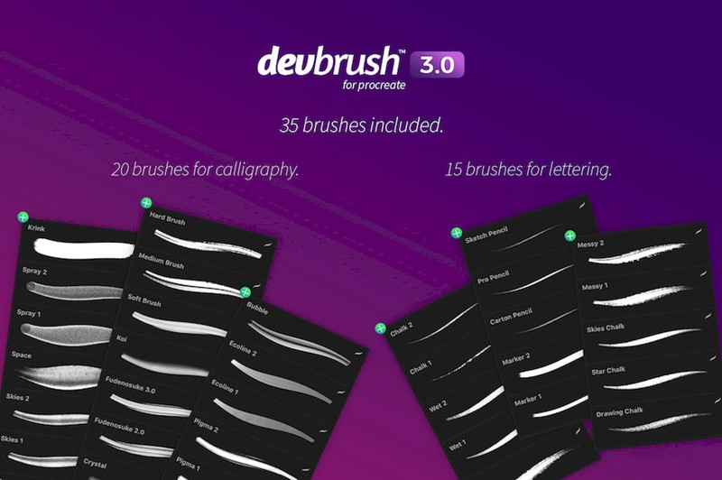 Procreate笔刷-DevBrush3.0手写艺术字体书法笔刷素材下载 Procreate资源 第2张