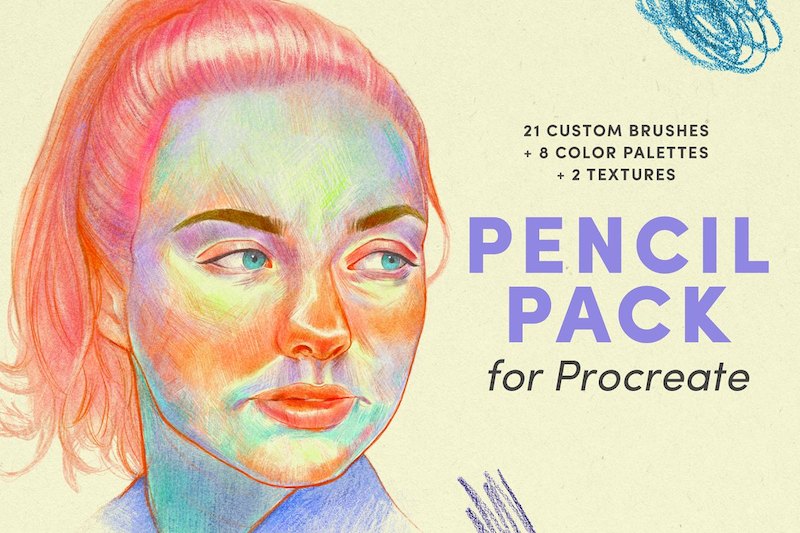 Procreate笔刷-彩色铅笔线条笔刷素材下载 Procreate资源 第1张