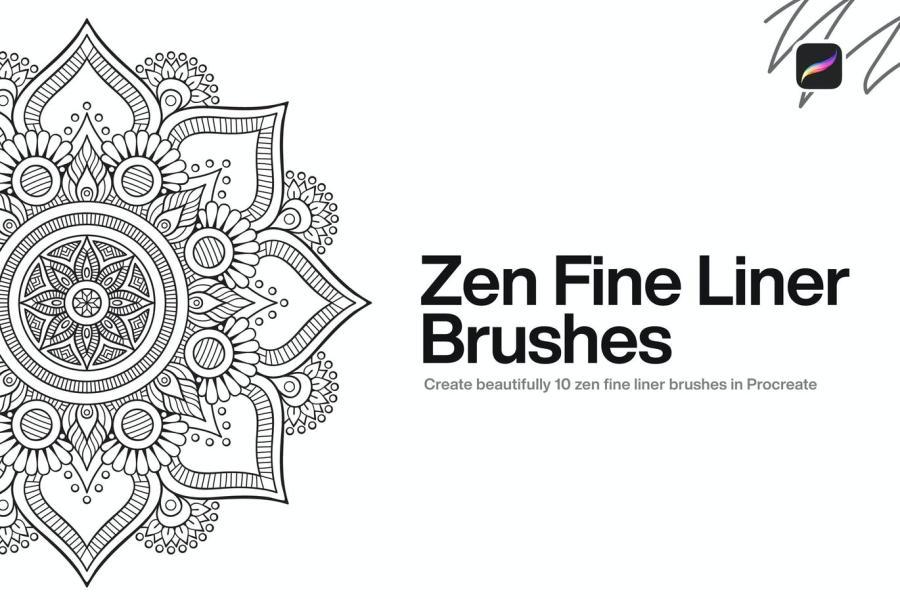 Procreate笔刷-10款Zen细线条笔刷素材下载 笔刷资源 第1张