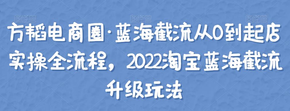 方韬电商圈·蓝海截流从0到起店实操全流程，2022淘宝蓝海截流升级玩法 创业赚钱 第1张