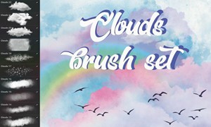 Procreate笔刷-自然抽象云朵白云图案漫画笔刷素材