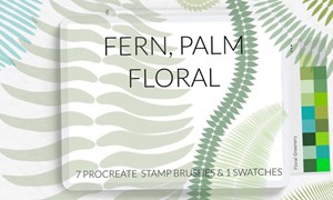 Procreate笔刷-花卉棕榈和蕨类植物图案笔刷素材
