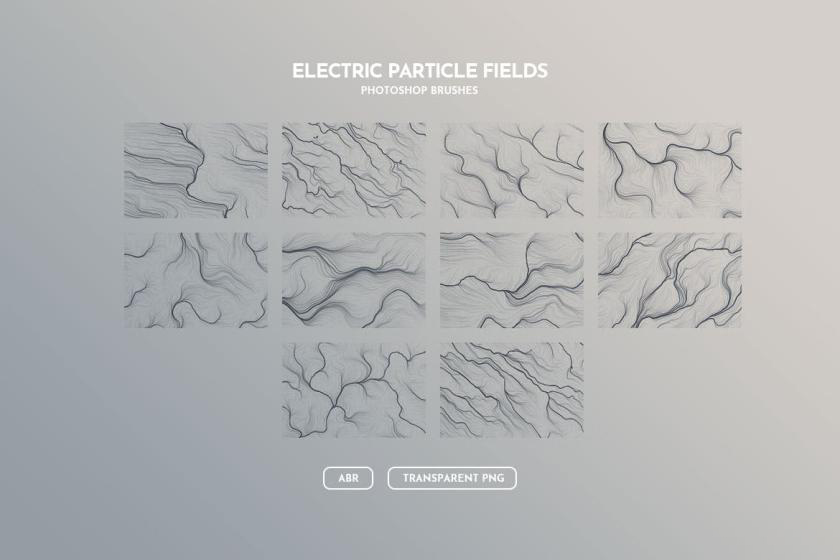 PS笔刷-抽象电场粒子流动线条纹理效果笔刷素材 笔刷资源 第2张