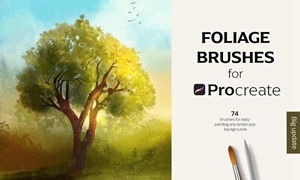 Procreate笔刷-风景植物树叶画笔图案笔刷素材下载
