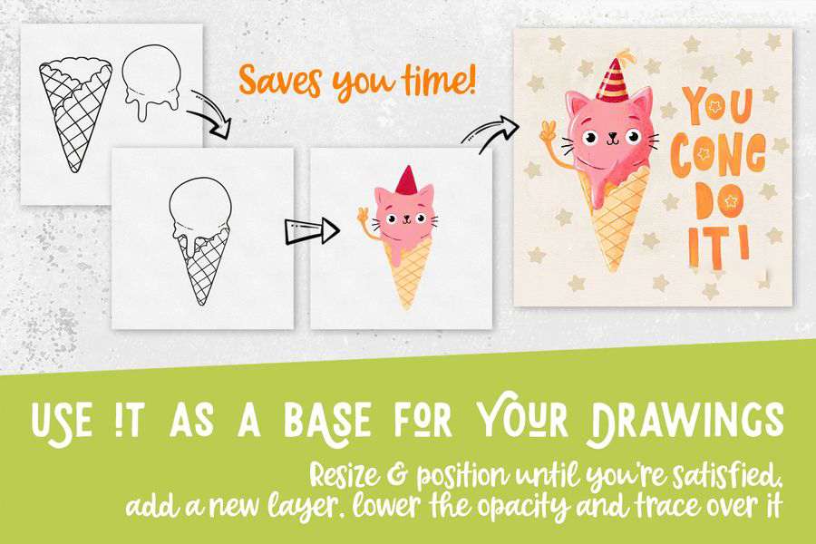 Procreate笔刷-冰淇淋和水果插画图案笔刷素材下载 Procreate资源 第5张