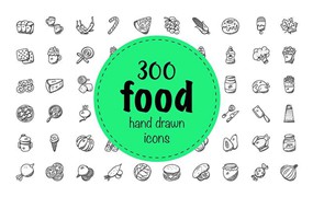 300枚食物手绘图标，AI源文件