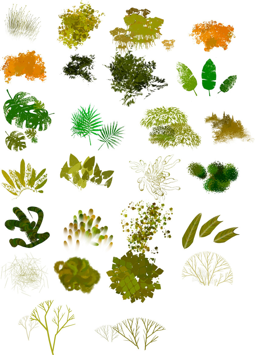 PS笔刷-森林绘画植物植物树枝树叶Photoshop笔刷合集 笔刷资源 第3张