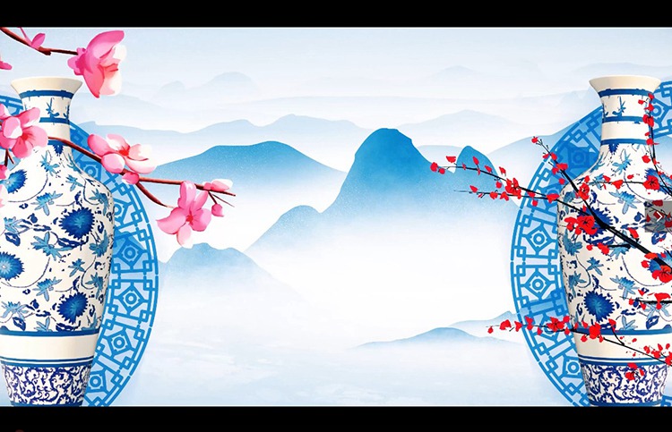 20款4K青花瓷中国风水墨古典民族舞蹈 旗袍走秀LED大屏幕背景视频素材 设计素材 第13张