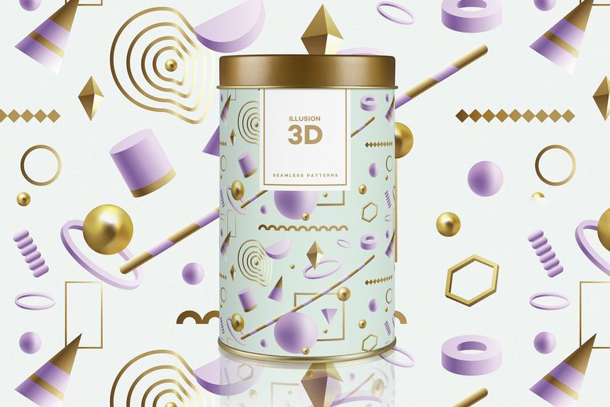 PNG素材-梦幻色3D几何图形元素PNG素材包 图片素材 第8张