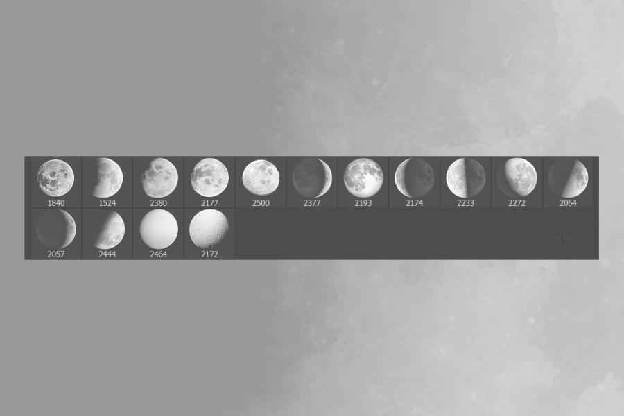笔刷素材-月球月亮多面阴阳变化设计笔刷素材合集 图片素材 第2张