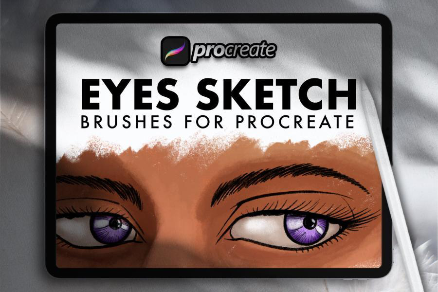 Procreate笔刷-漫画素描眼部眼睛图案笔刷素材合集 笔刷资源 第1张